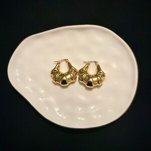 Crescent Gold Hoop Earrings